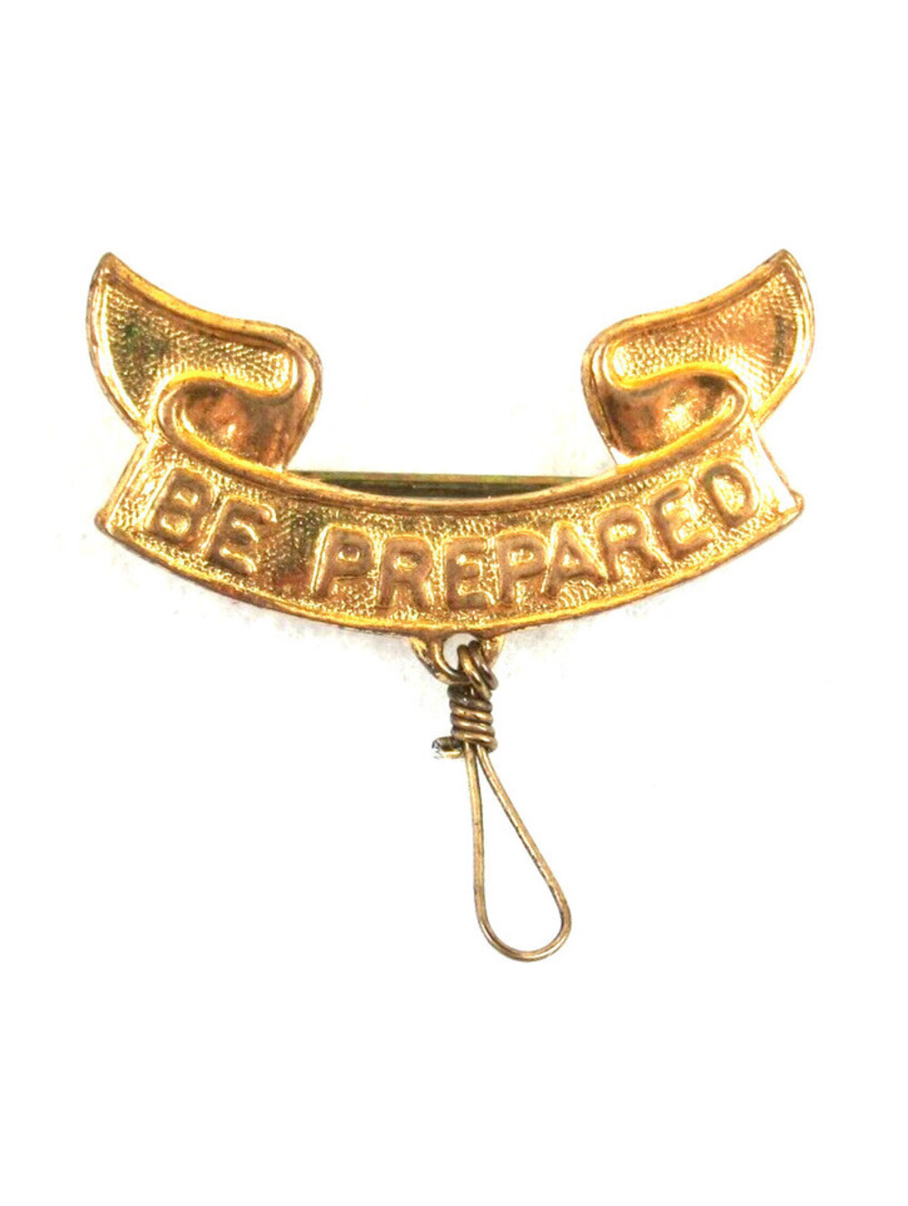 Vintage 1930s Boy Scouts of America BSA Be Prepared Scroll Pin Pinback Gold tone